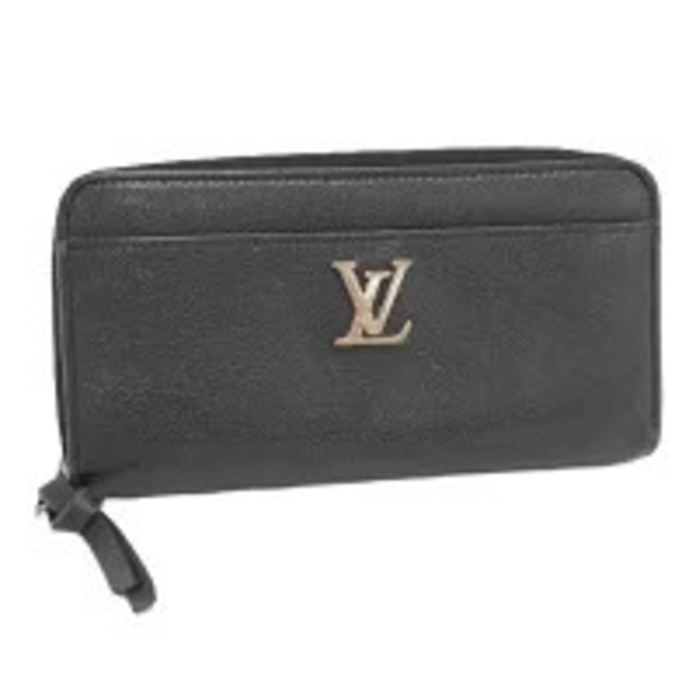 LOUIS VUITTON Zippy Lockme Round Zipper Long Wallet Leather Noir Black